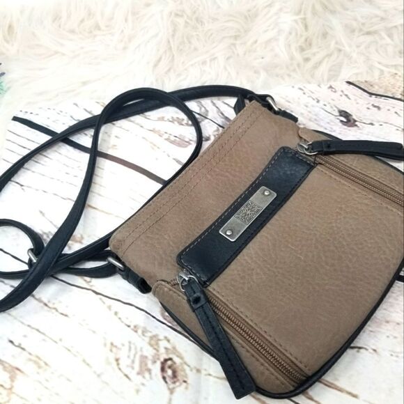 Faux Leather Dark Tan. Crossbody Bag. - Picture 1 of 11